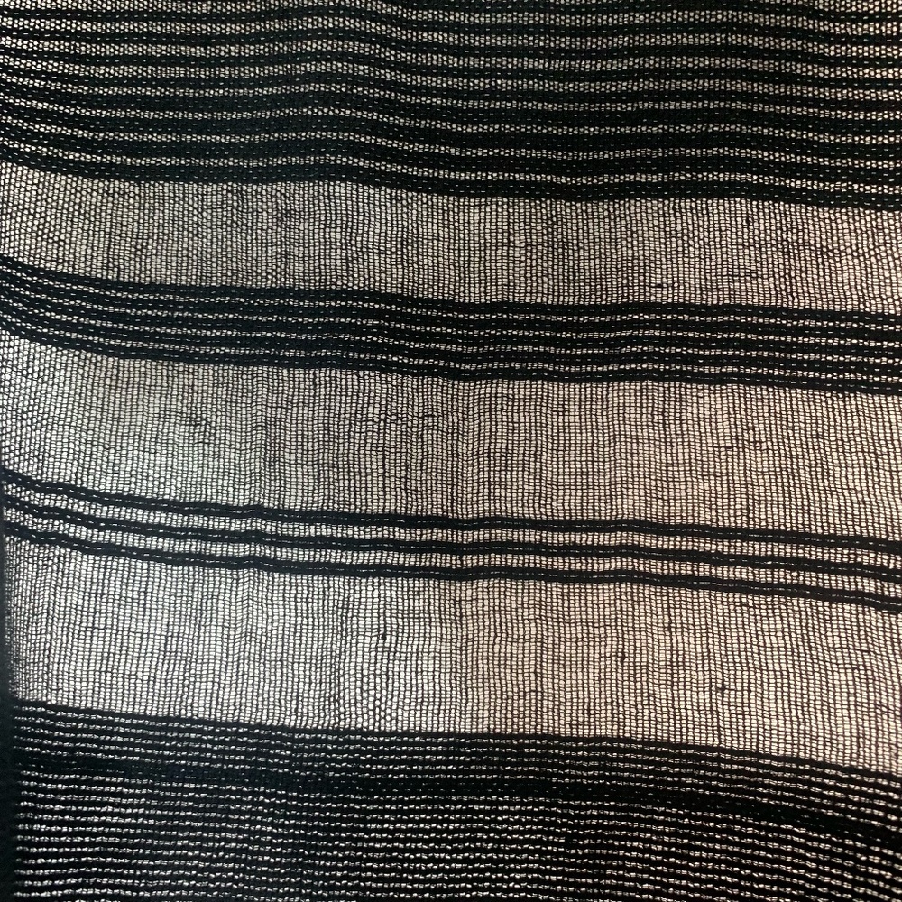 Eileen Fisher Box sleeve Loose knit, striped Linen top in Black